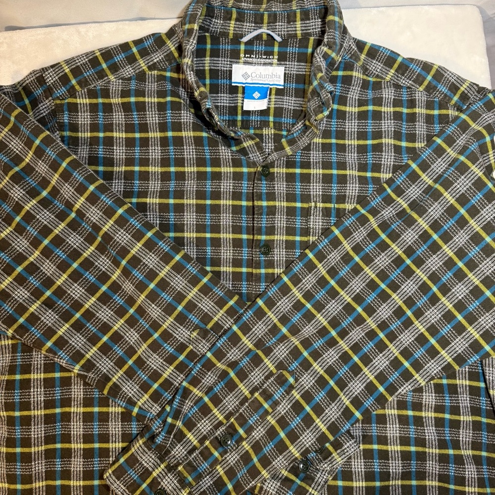 Columbia‎ Omni-Wick Plaid Button Up Shirt Men's Large Outdoor Hiking